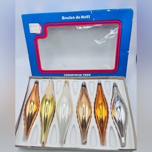 Santa Land Glass Icicle Ornaments Set of 6 Poland